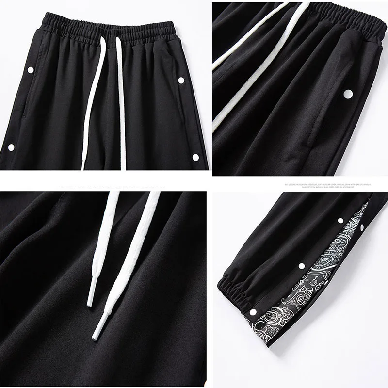 Sports Trousers Spring Splicing Jogging Trousers New Summer Side Closure Harem Trousers Men's Sports Trousers Casual Waistband P