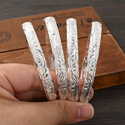 65MM Silver Plated Bangle Fashion Dubai Bride Wedding Ethiopian Bracelet Africa Arab Jewelry Charm Bracelet Party Gifts