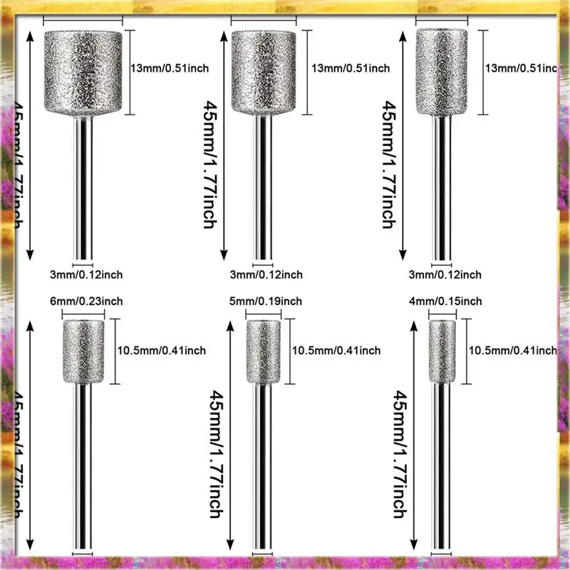 Set Ukiran Batu, 48 Buah Mata Bor Berlian Untuk Batu, Kaca, Keramik, Alat Putar Dremel (4Mm 5Mm 6Mm 8Mm 10Mm 12Mm)