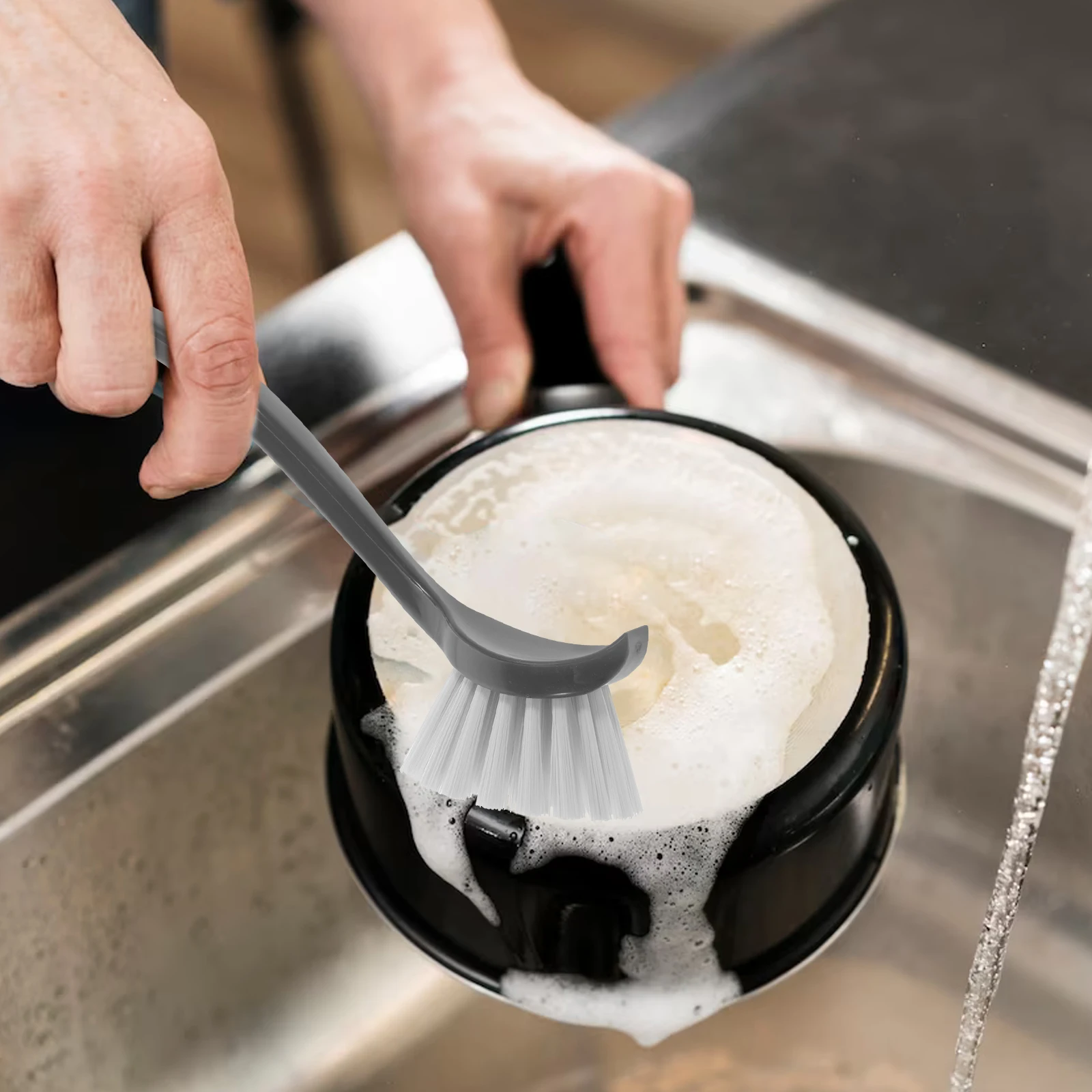 

2Pcs Kitchen Cleaning Brushes Multipurpose Long Handle Pot Scrub Brush for Dishes Bowls Cleaning Brush