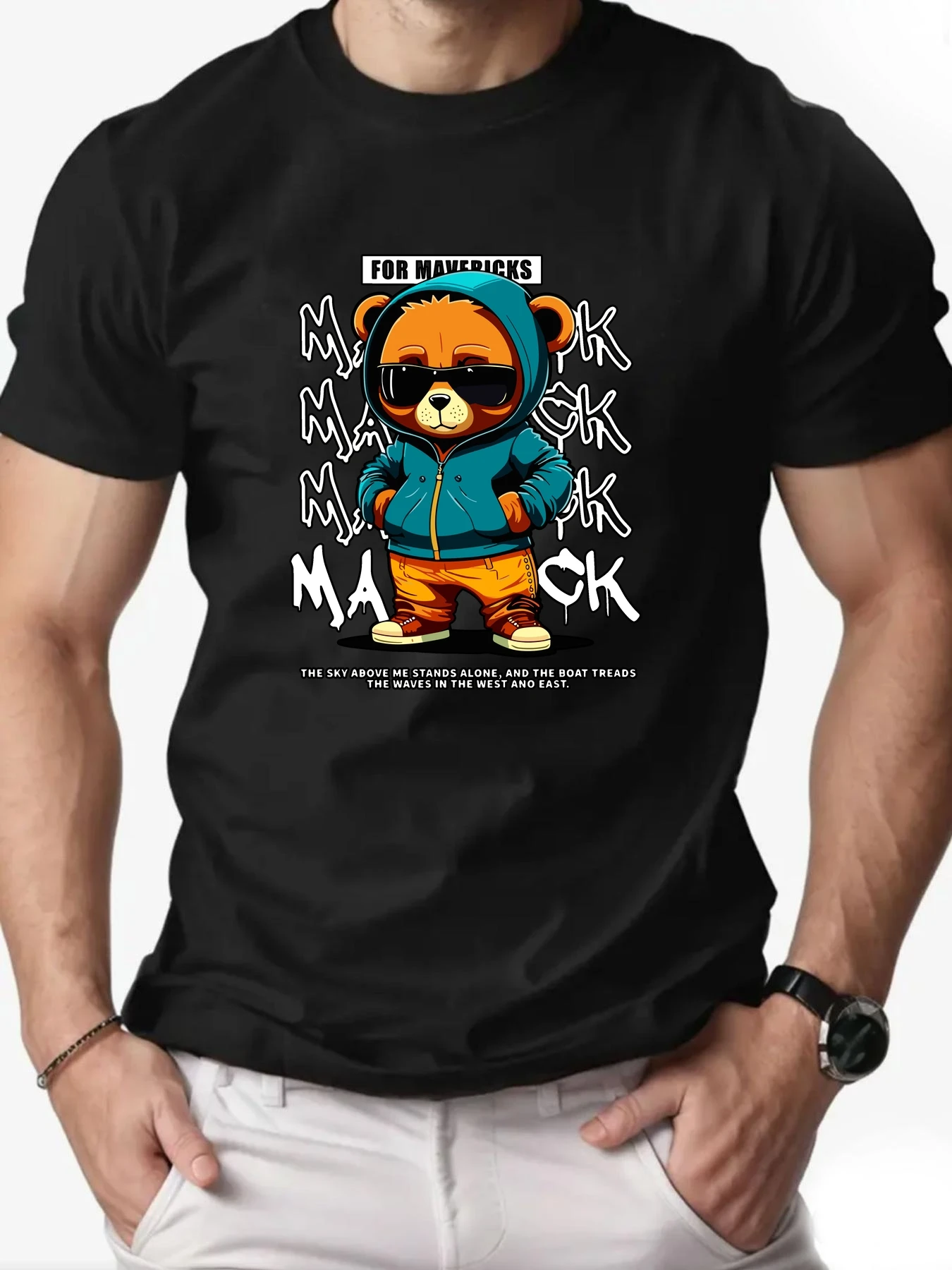 

Men's Cartoon Print T-Shirt 100% Cotton Summer Oversized Round Neck Breathable Casual Short Sleeve High Quality Fashion T Shirt