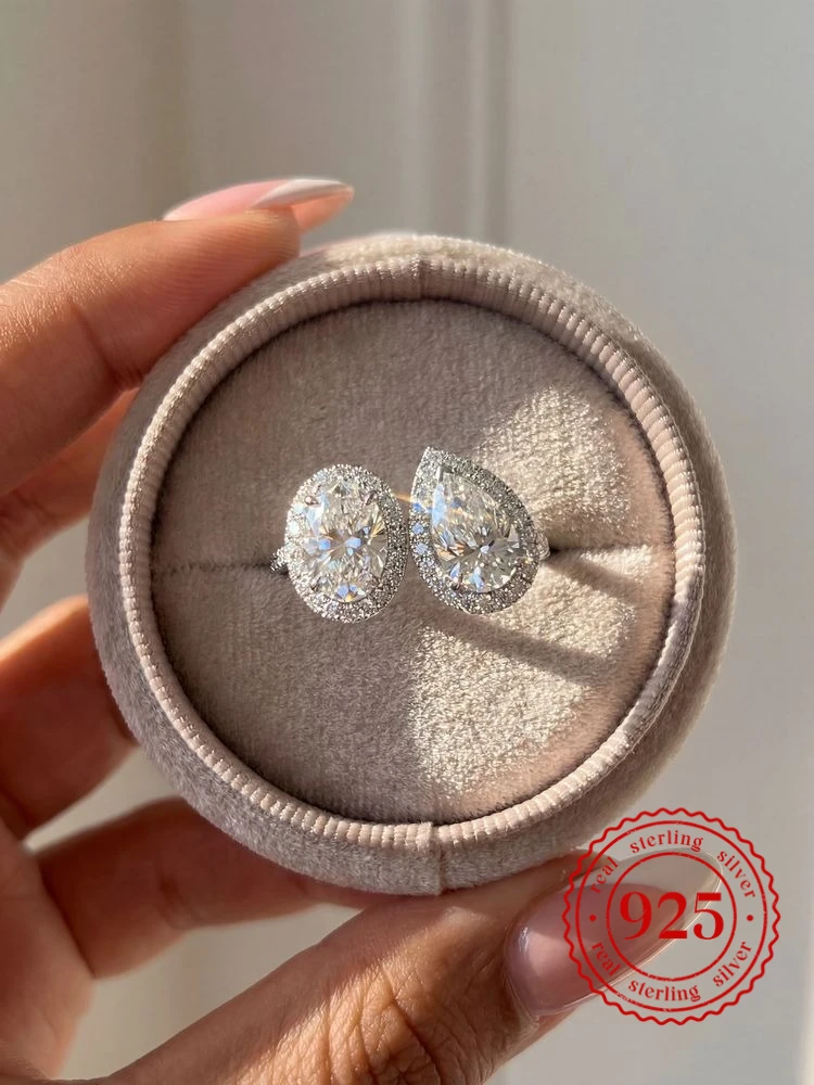 

925 Sterling Silver Sparkling Pear Oval Zircon Ring For Women Engagement Wedding Luxury Gorgeous High Quality Fine Jewelry