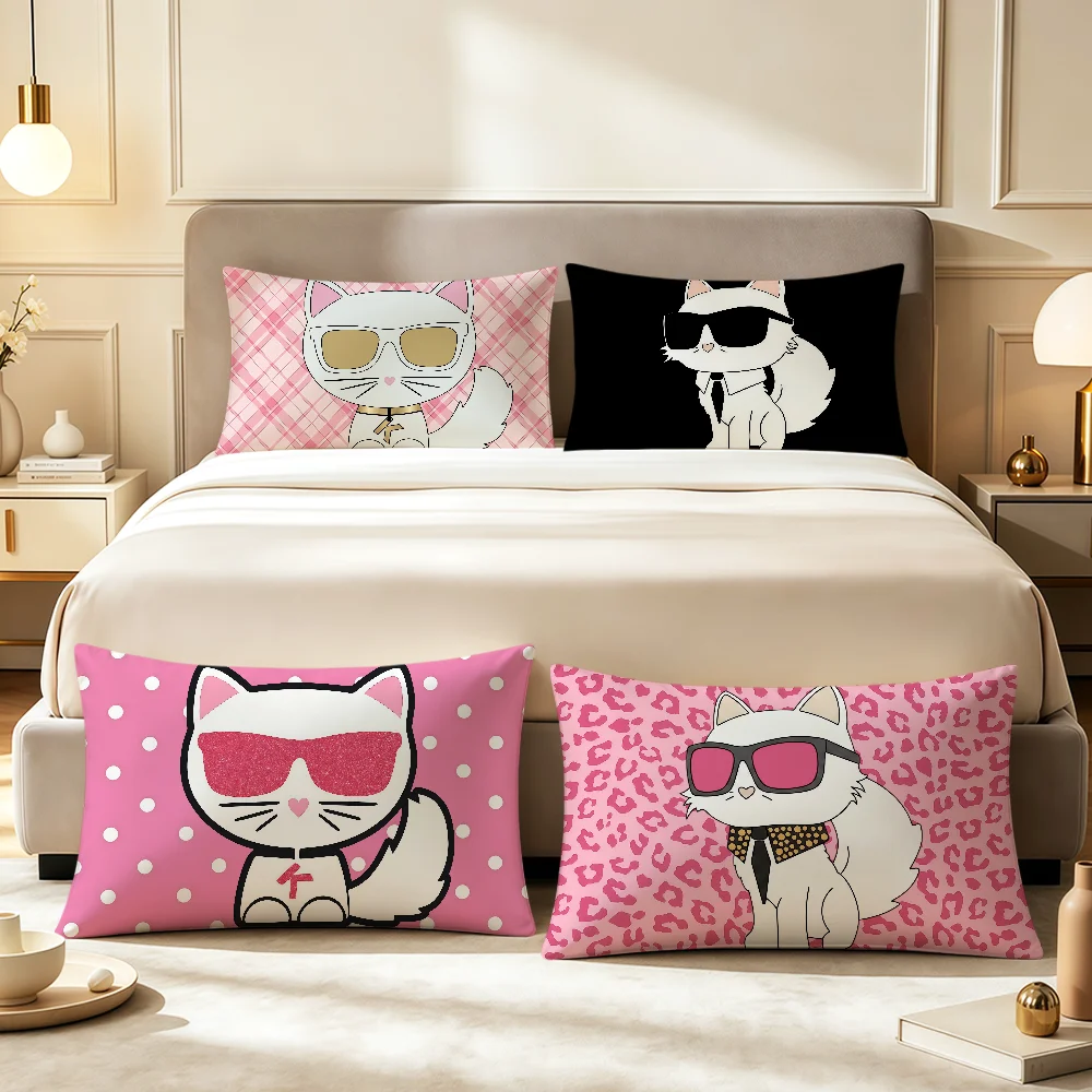 Fotografia 6: Capa de Almofada Retangular Moderna e Macia com Estampa de Gato Fofo para Decoração de Sofá, Sala de Estar, Quarto e Cabeceira – Presente Ideal