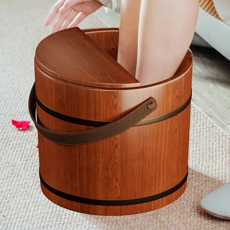 

Portable Handheld Foot Soaking Tub Wooden Bathtub Natural Massage Foot Bath Basin with Leg Soak Solid Wood Pedicure Bucket