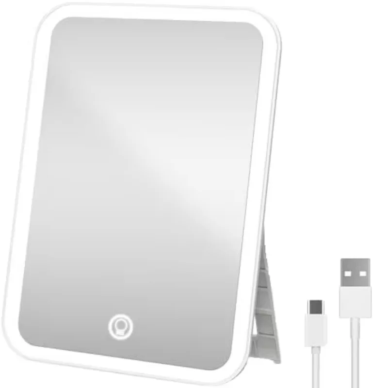 

High Quality Wholesale Led Makeup Mirror Mini Portable square Makeup Tool Led Light Thin Travel Mirror