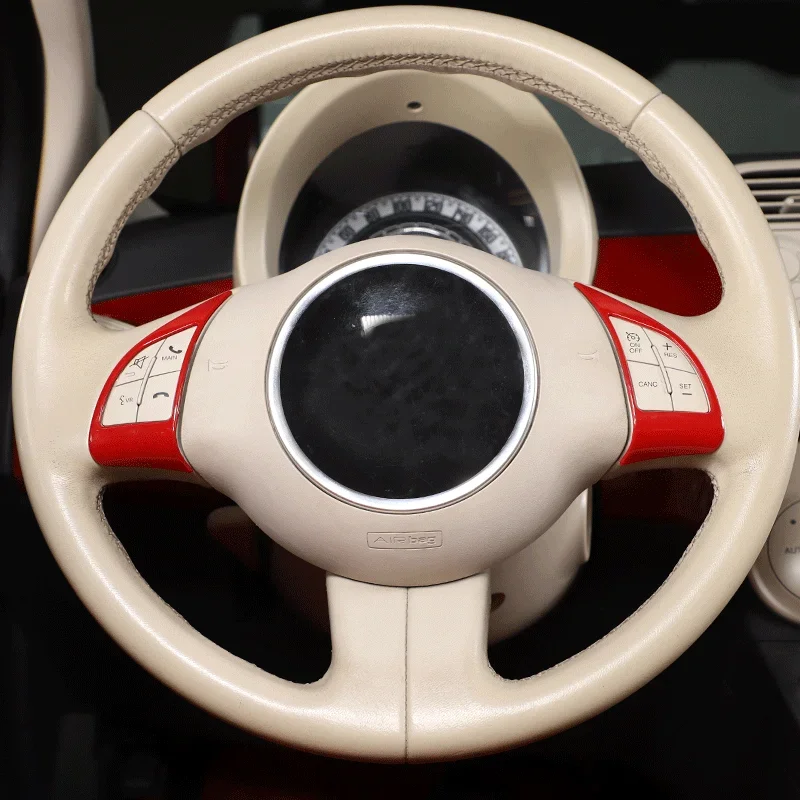

For 2010-15 Fiat 500 ABS carbon fiber car styling car steering wheel button decorative frame car interior protection accessories