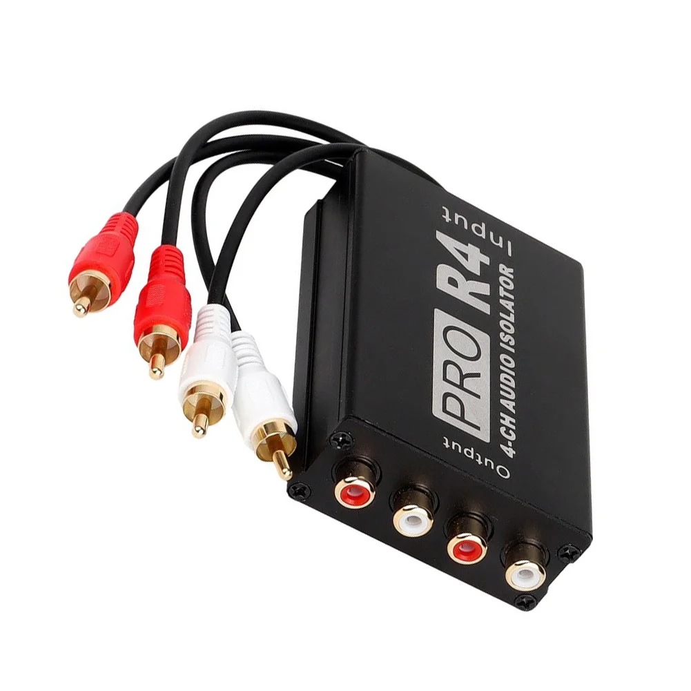 4 Channel Audio Isolator Noise Canceller Ground Loop For Eliminator For Car For RCA Interface Black ABS 20Hz-20kHz