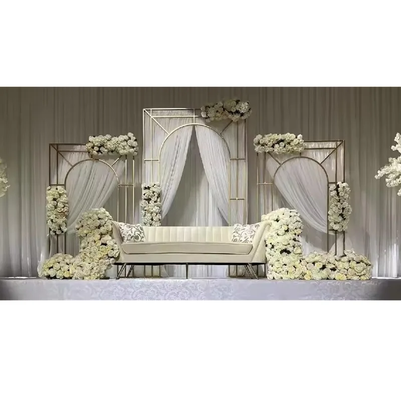 Eleganter 3-teiliger Willkommens-Türrahmen-Hintergrund - Hochzeits-Blumenbogen & Geburtstagsfeier-Ballonbox Bühnendekoration – Detail 6