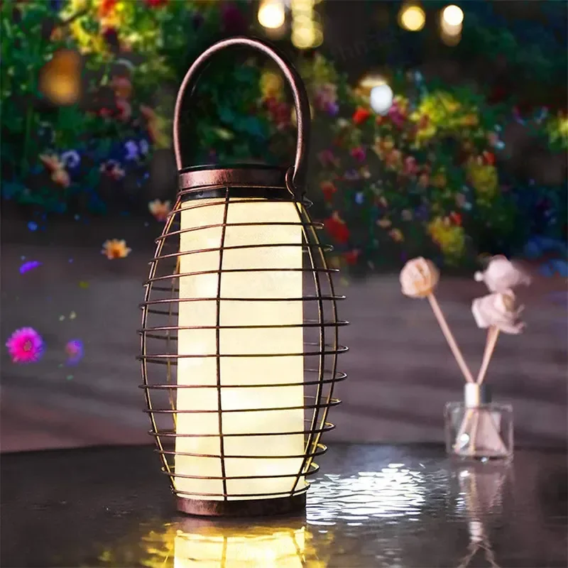 Solar Lighting Oval Lantern Automatic Charging PVC Outdoor Garden Atmosphere Decorative Lamp
