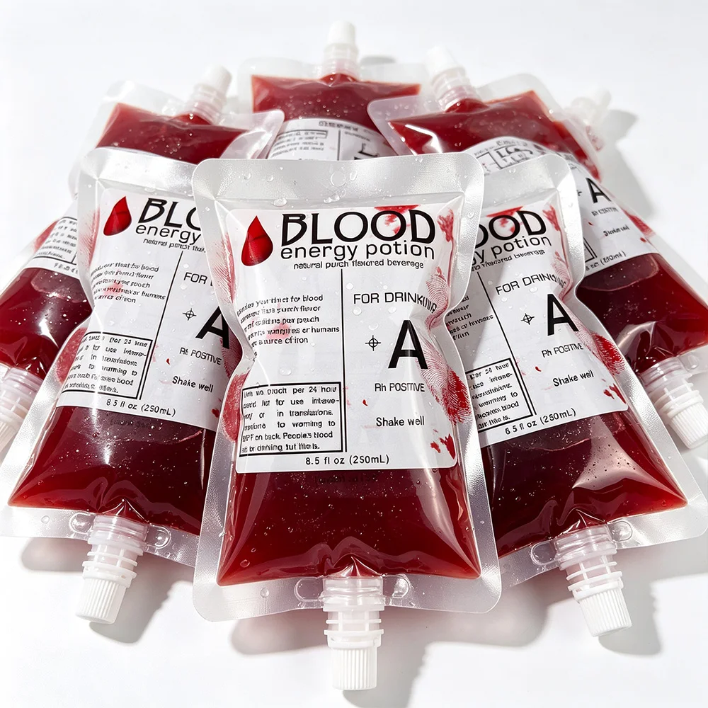 10-50 Stück Halloween-Blutgetränkebeutel 250ml Wiederverwendbare Getränkebeutel für Halloween-Party, Cosplay und Dekoration ﻿ – Detail 5