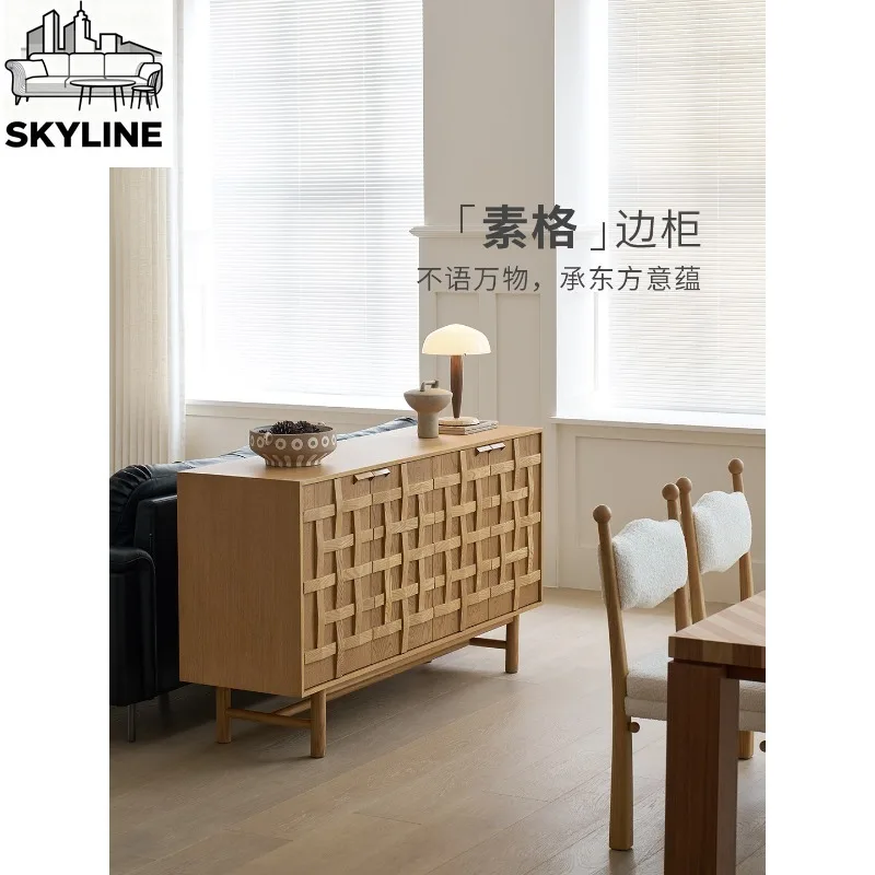 French Vintage Wall Mounted Integrated Sideboard, Multi-purpose Storage Cabinet for Living Room Home