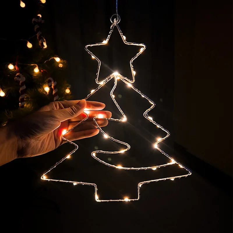 32cm LED Xmas Tree Night Light Christmas Tree Pendants Decor Light Wall Christmas Party Neon Hanging Light Bar Home Xmas Decor