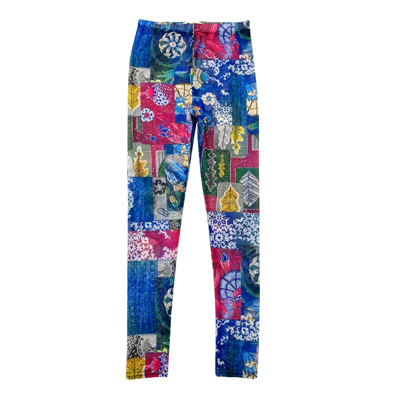 Letnie legginsy damskie cienkie Decor Mesh perspektywa elastyczny artystyczny nadruk spodnie gotycki styl spodnie do jogi sportowej