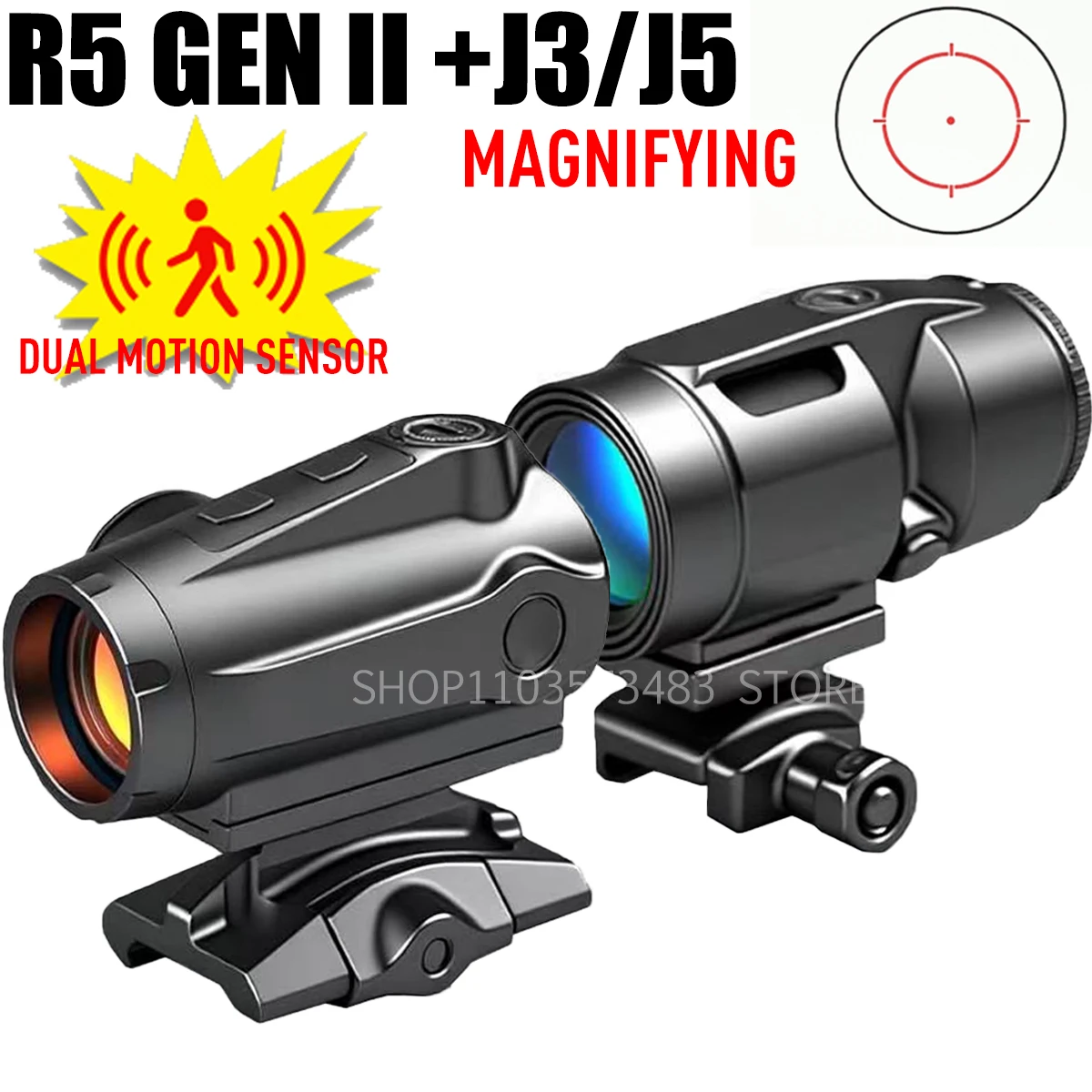 

R5 GEN II 1x20mm Holographic Motion Sensing Red Dot Sight 3x/5x Magnifying Glasses Collocation Rifle Airsoft 20mm Rail Mount