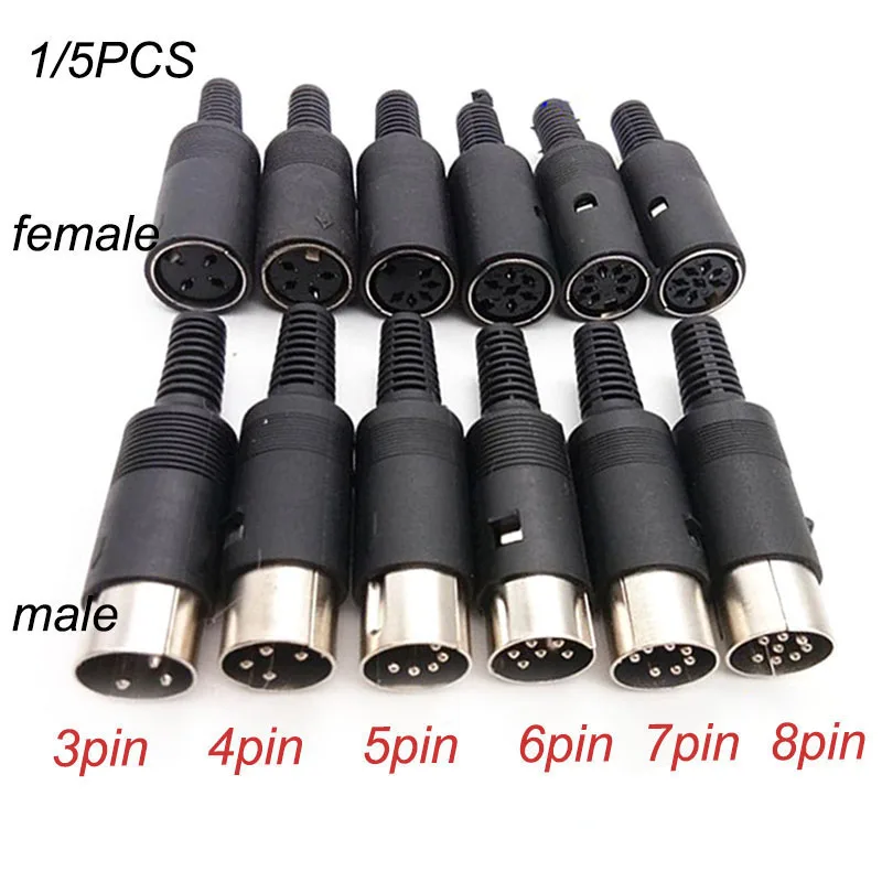 DIN 3pin 4pin 5pin 6pin 7pin 8 Pin Male Female Plug Socket Jack Solder Connector with Plastic Handle D Connectors P1
