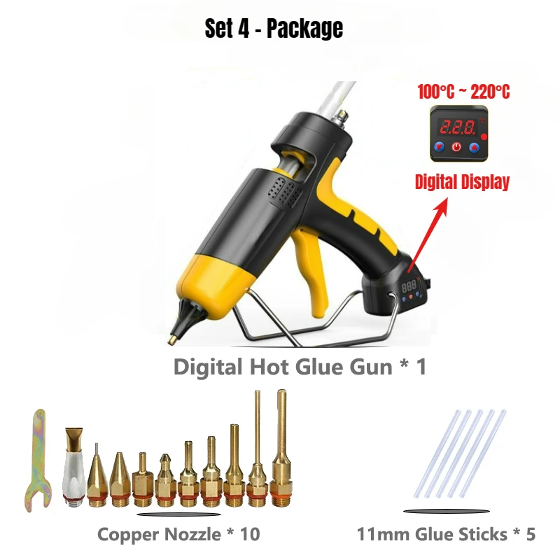 

300W Digital Hot Silicone Gun for Craft Adjustable Temperature Professional Glue Gun with 11mm Glue Sticks Fast Heating Repair