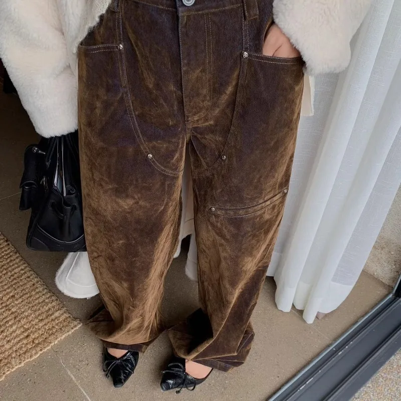 

Autumn and Winter Pentagram Meat-covering Large-size Casual Pants Straight Versatile Fashion Jeans Wide-leg Trousers