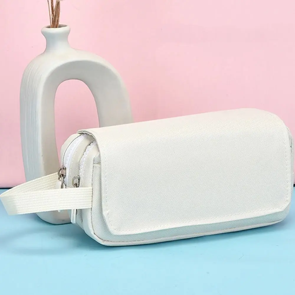 

High Quality Double Layer Portable Pen Pouch Large Capacity Zipper Pencil Case Durable Canvas Pen Bag Gifts