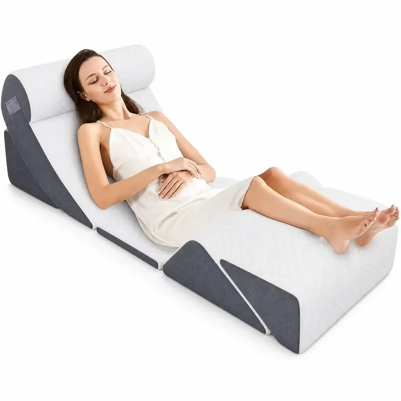 Ergonomic Memory Foam Wedge Pillow for Acid Reflux Relief Breathable Incline Cushion Support for Pregnancy Post Surgery