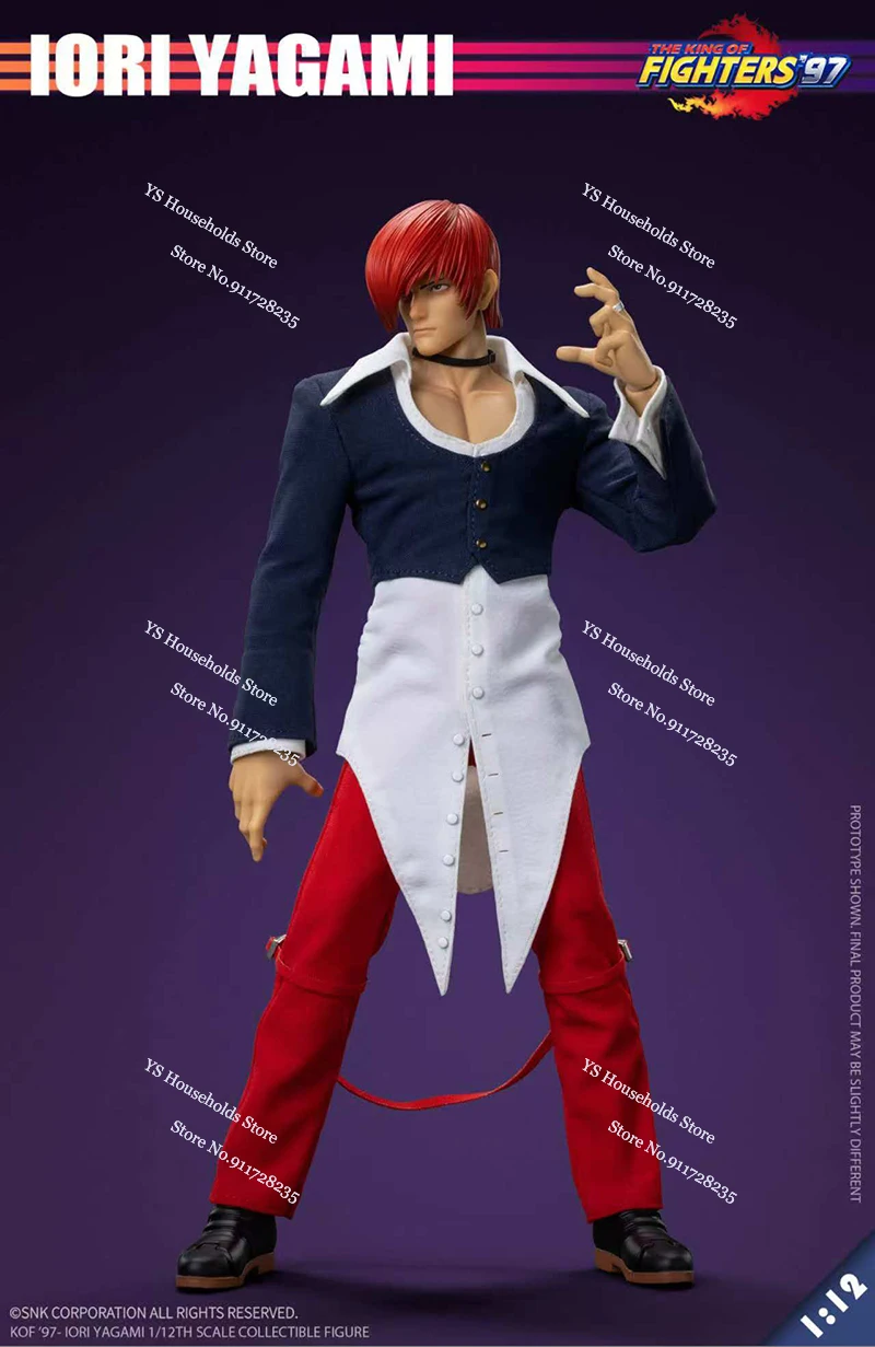

TUNSHI STUDIO 1/12 The King Of Fighters Iori Yagami Red Hair Cloth Action Figure 6" TS-XZZ-008 Game Soldier Model Collection