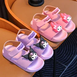 Kawaii Sanrio My Melody Hello Kitty Cinnamoroll sandali ragazza Summer Beach Shoes antiscivolo Soft Bottom Anime Figure Festival Gift