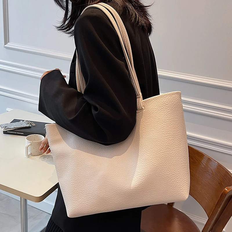 Women Luxury Bag Casual Tote Female Fashion Handbag Lady Popular Soft  PU Leather One Shoulder Large Capacity Shopping Bags