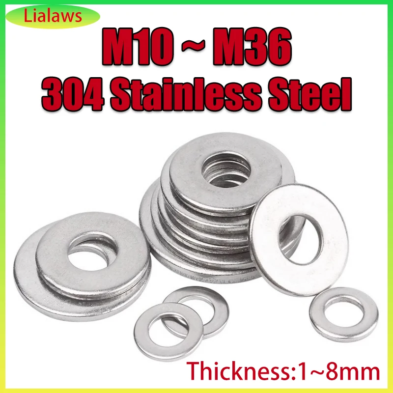 M10 M12 M14 M16~M36 Large Flat Washer 304 Stainless Steel Big Metal Gasket Meson Plain Washers Thickness 1~8mm DIN9021