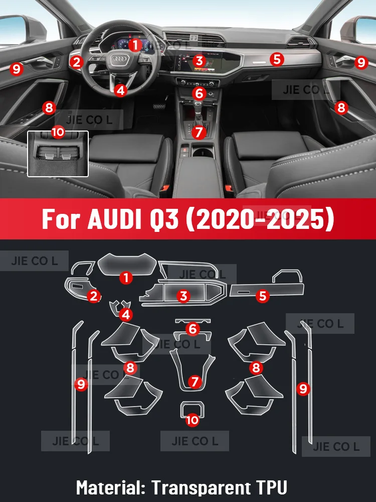 Auto Central Control TPU Navigation Anti Scratch Interior Protection Film Navigation For AUDI Q3 2020-2025 Accessories