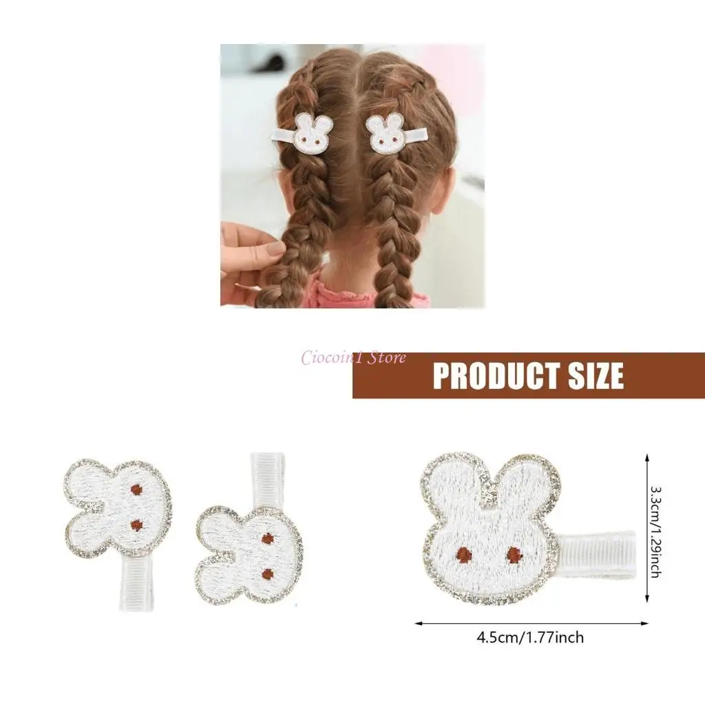 

Y1UB 1 pair Embroidered Rabbit Hairpins for Girls and Teens Adorable Hair Barrettes