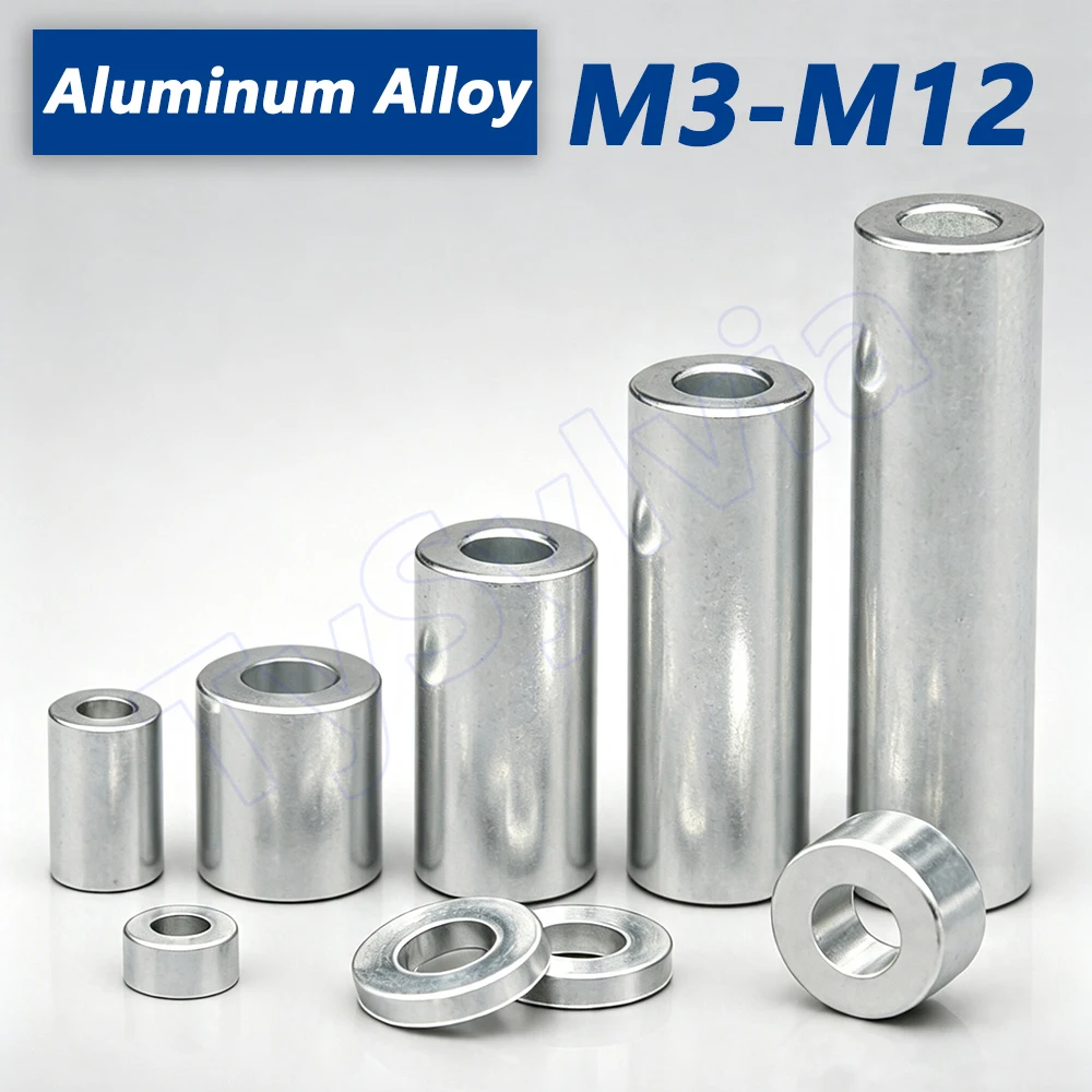 Aluminum Alloy Unthreaded Standoff Spacers M3-M12, Round Hollow Spacer Bushings for PCB, Motorcycle, and Industrial Equipment