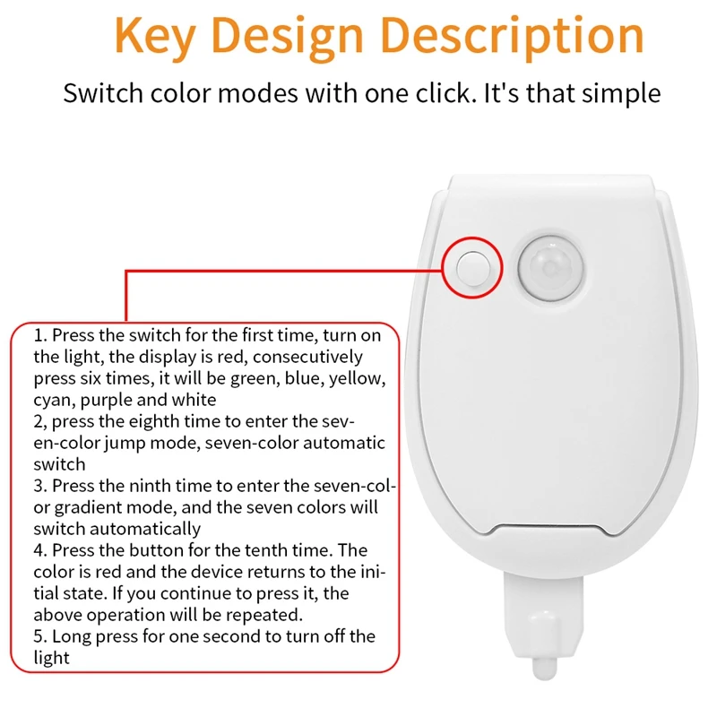 Luz nocturna para asiento de inodoro con Sensor, luz de fondo impermeable para inodoro, lámpara LED para WC