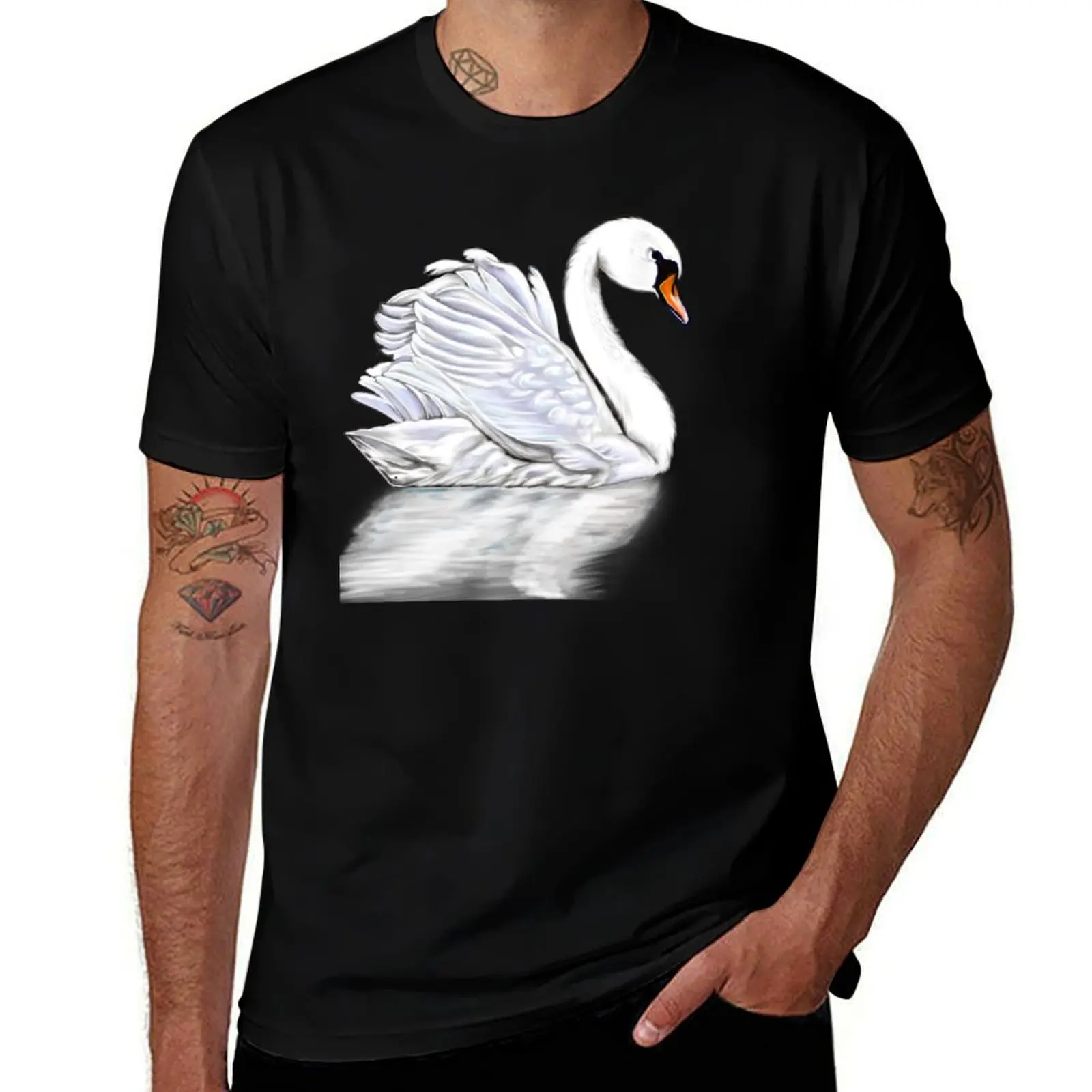 

Swan with reflection T-Shirt t shirts for man pack white t shirts for man cotton t shirt for man 100 percent cotton T-Shirt