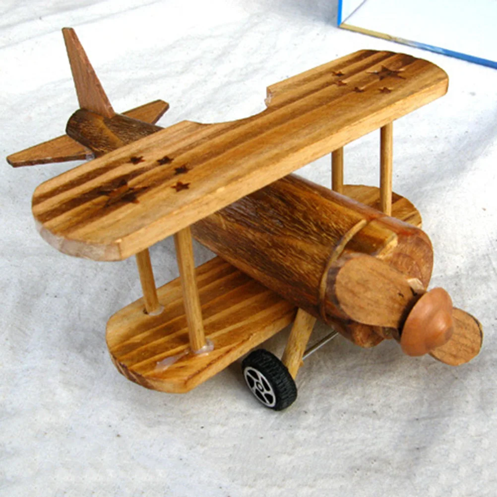 Planes Figurines Toy Airplane Wooden Decoration Desktop Ornament Child for Kids