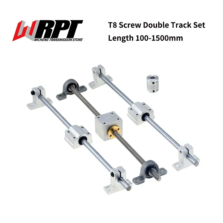 

T8 Lead Trapezoidal Screw With Nut Set Length 100-1000mm Holder Vertical Kit Lead 1/2/4/8/10/12/14/16/20mm SK KP KFL Parts