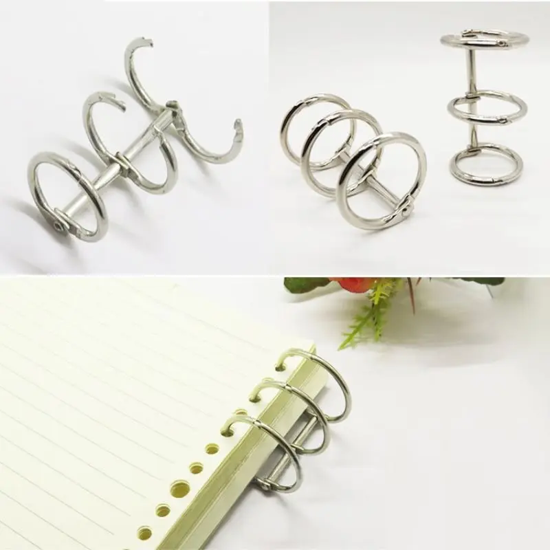 2Pcs Metal Loose Leaf Book Binder 3 Rings For Notebook Album Scrapbook Clips