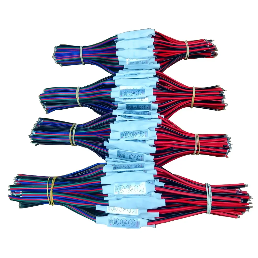 Mini 3 Keys RGB Controller, Dimmer Brilho, 4 Pin Wire para LED de tensão constante, Cor Strip Light, 2835, 5050, DC 12V, 24V, 6A