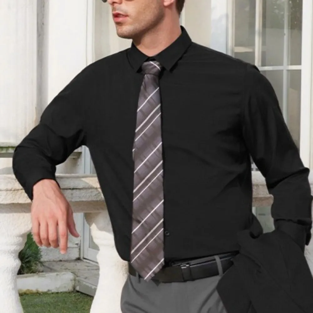 

Plus Size Men's Elastic Shirt Anti-wrinkle Formal Slim Fit Long Sleeve Breathable High Elasticity Business Casual Office Shirts