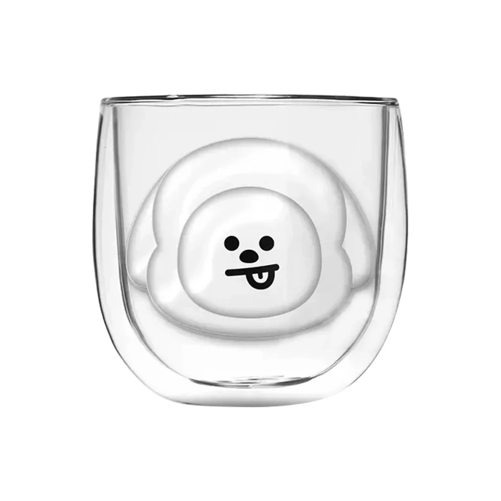 10 Oz Double Walled Glass Coffee Mugs, Cute Cartoon Borosilicate Glass Mugs, ,Perfect for Cappuccino,Tea, Espresso, Gift