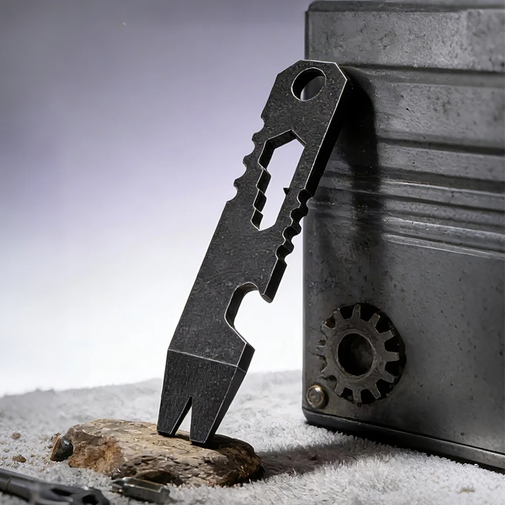

Multifunction Stainless Steel Crowbar Bottle Opener Survival Whistle Keychain Outdoor Emergency Glass Breaker Multi-tool Keyring