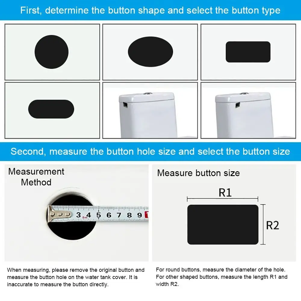 

1Pcs 47/57/70mm Toilet Tank Button Round/Square Shape Plastic Toilet Push Buttons Valve Rods Dual Flush Button