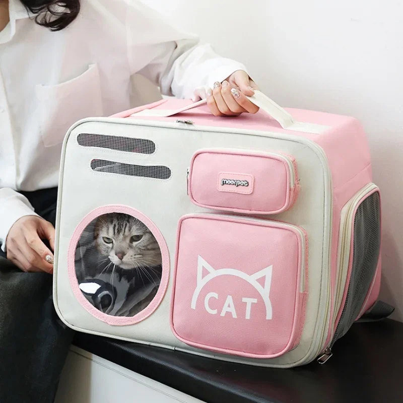 

Breathable Cat Carrier Bags Portable Cat Bag Oxford Cloth Resistant Pet Bag Outdoor Pet Backpack Folding Cat Transport Bag