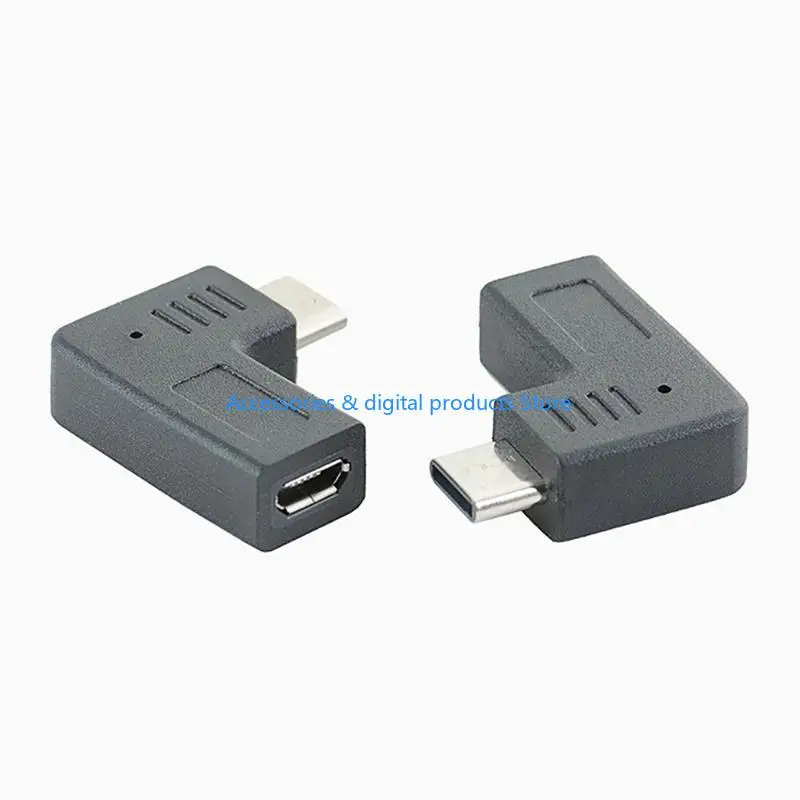 77JD 90 Degree Bend Micro USB to Type-C Adapter Female to Male for Gaming Consoles