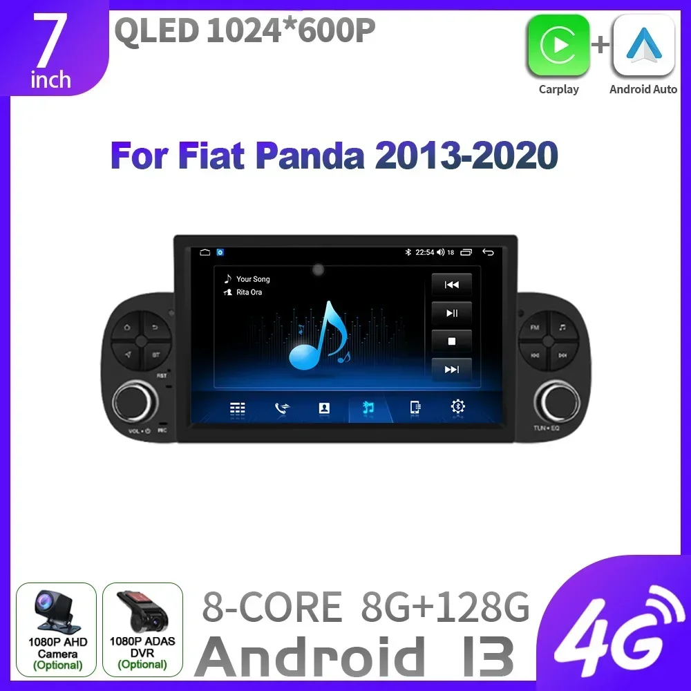 

Для Fiat Panda 2013-2020 Android 13 беспроводной Carplay стерео Автомагнитола мультимедийный видеоплеер Навигация экран головного устройства