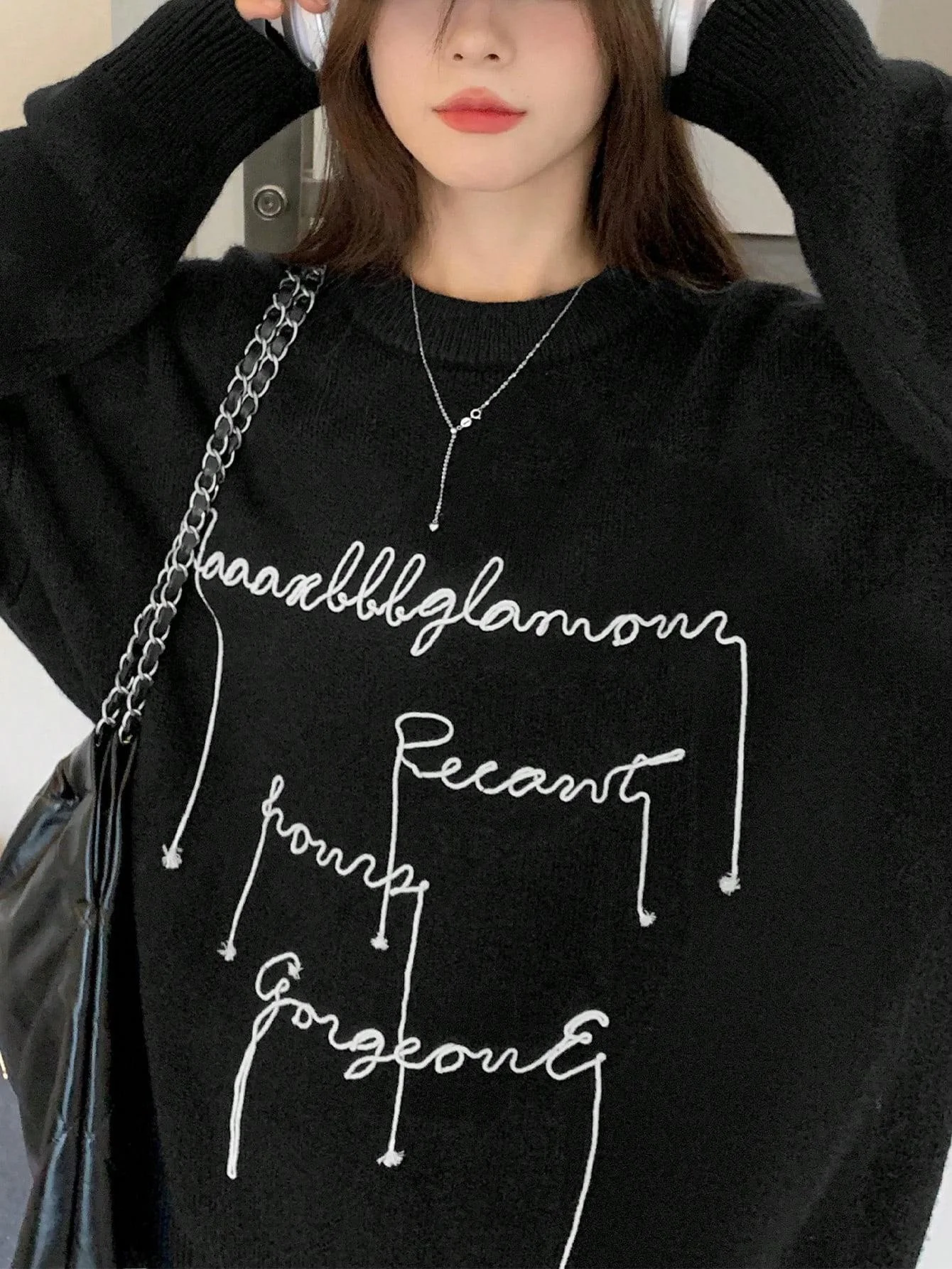 レトロアメリカンタッセル刺繍入りレディースニットウェア春のゆったりとしたオーバーヘッドセーター秋の小さいサイズカジュアルロングセーター