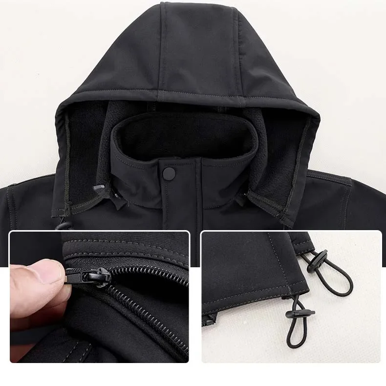 الشتاء سترات صوفية الدافئة التكتيكية الدعاوى في الهواء الطلق معطف للرياضة مقنعين التدريب الصيد الملابس رياضية السراويل الحرارية الرجال #4