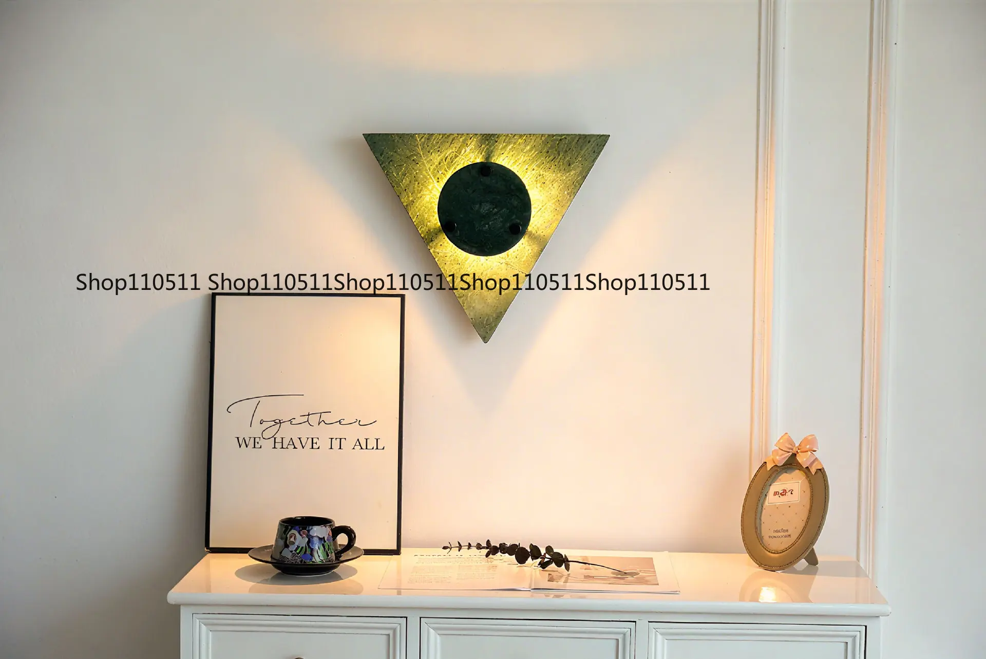 Natural marble creative personality triangle wall lamp Bermuda wall lamp living room hotel background lamp