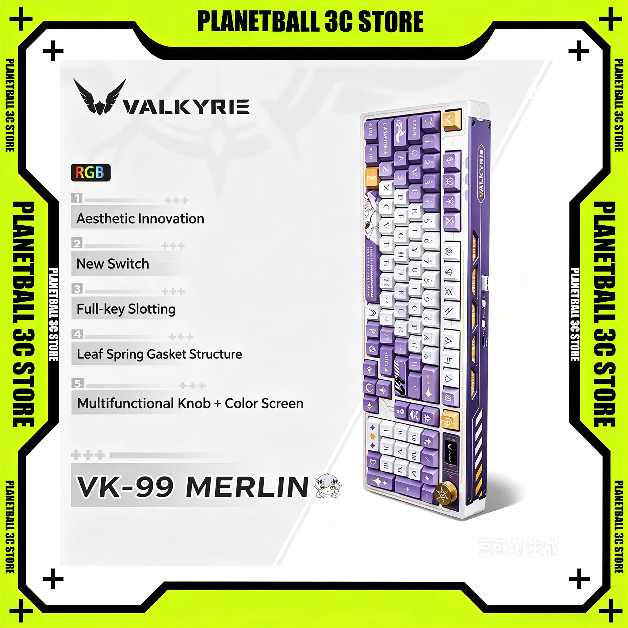 VALKYRIE VK99 Hot Swap Mechanical Keyboard Bluetooth 2.4G Wired Three Mode RGB Gaming Keyboard With Smart Color Screen Knob