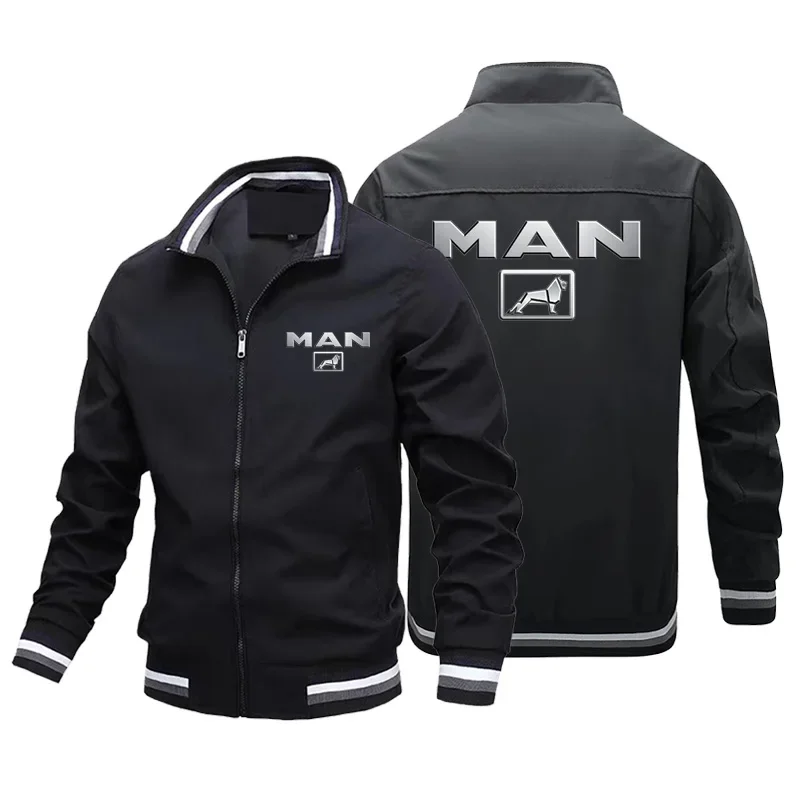 2025 Men's New Truck Logo Fashion Long Sleeve Zipper Shirt Outdoor Hip Hop Harajuku Casual Jacket Coat Tops