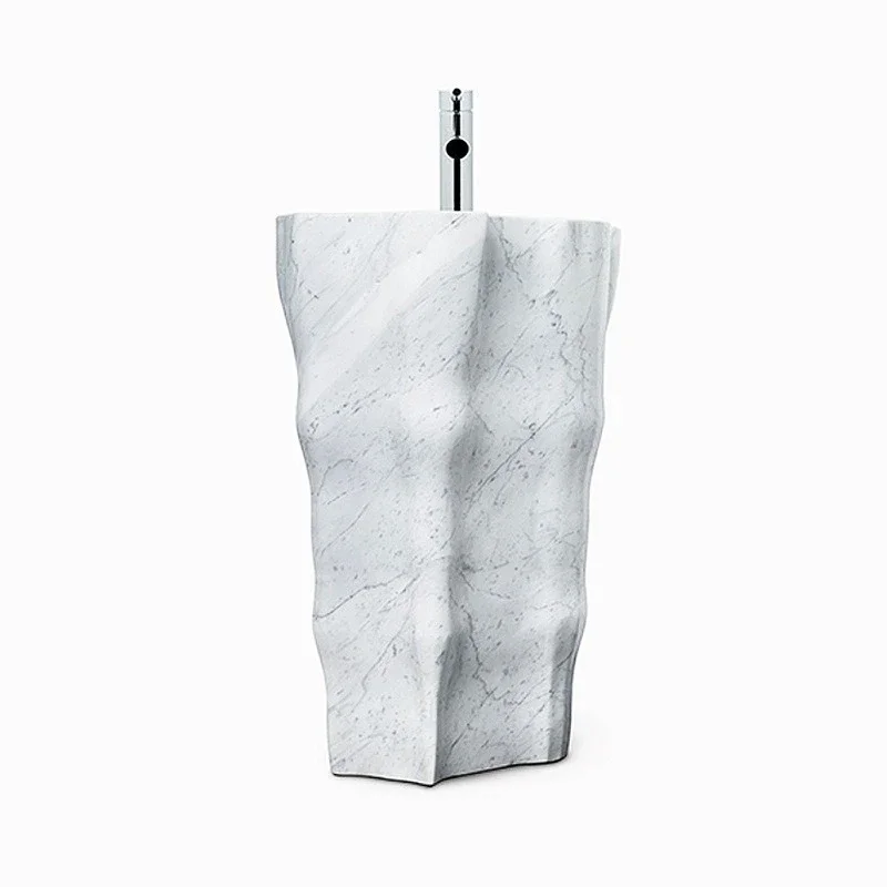 

High Point Art Portugal Luxury Bathroom Spe cial Shaped Column Stainl ess Steel Washstand Prem ium Villa