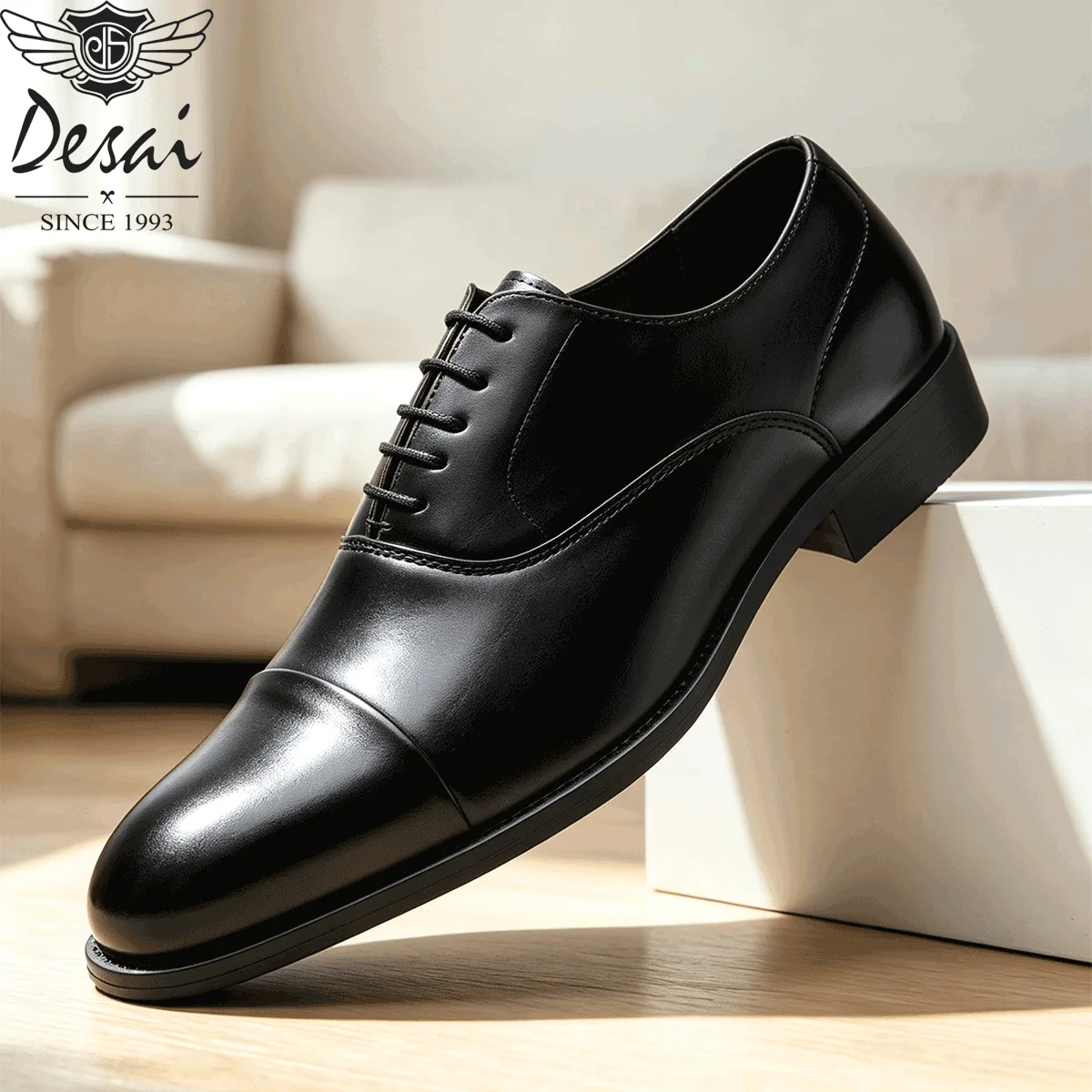 Desai 2026 Comfortable Walking Shoes Formal Business Cap Toe Oxford Synthetic Office Daily Wear Luxury Wedding Professional